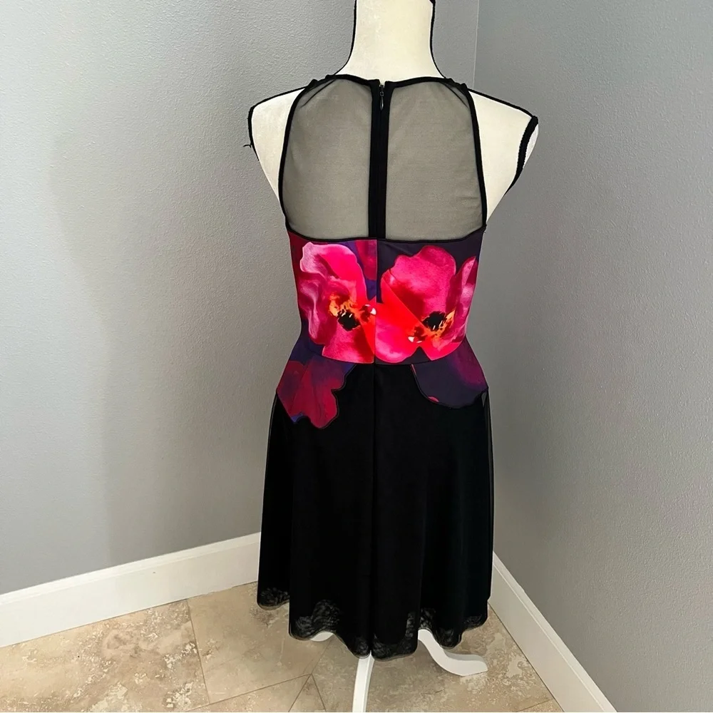 Badgley Mischka Black and Pink Halter Midi Sundress - Picture 5 of 12